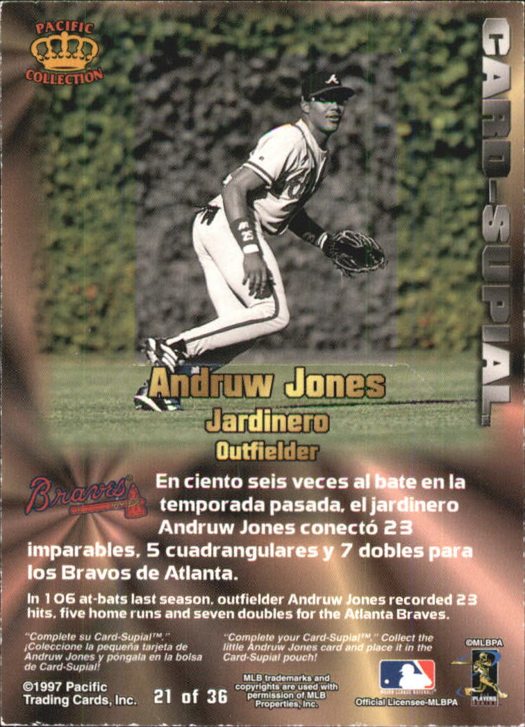 1997 Pacific Card-Supials #21 Andruw Jones back image