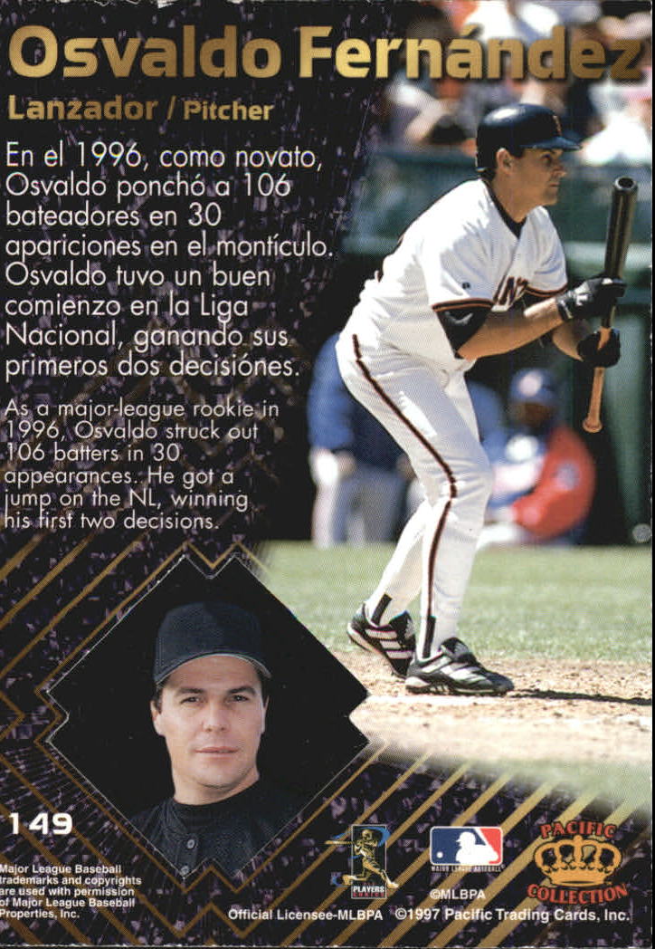 1997 Pacific Prisms Platinum #149 Osvaldo Fernandez back image