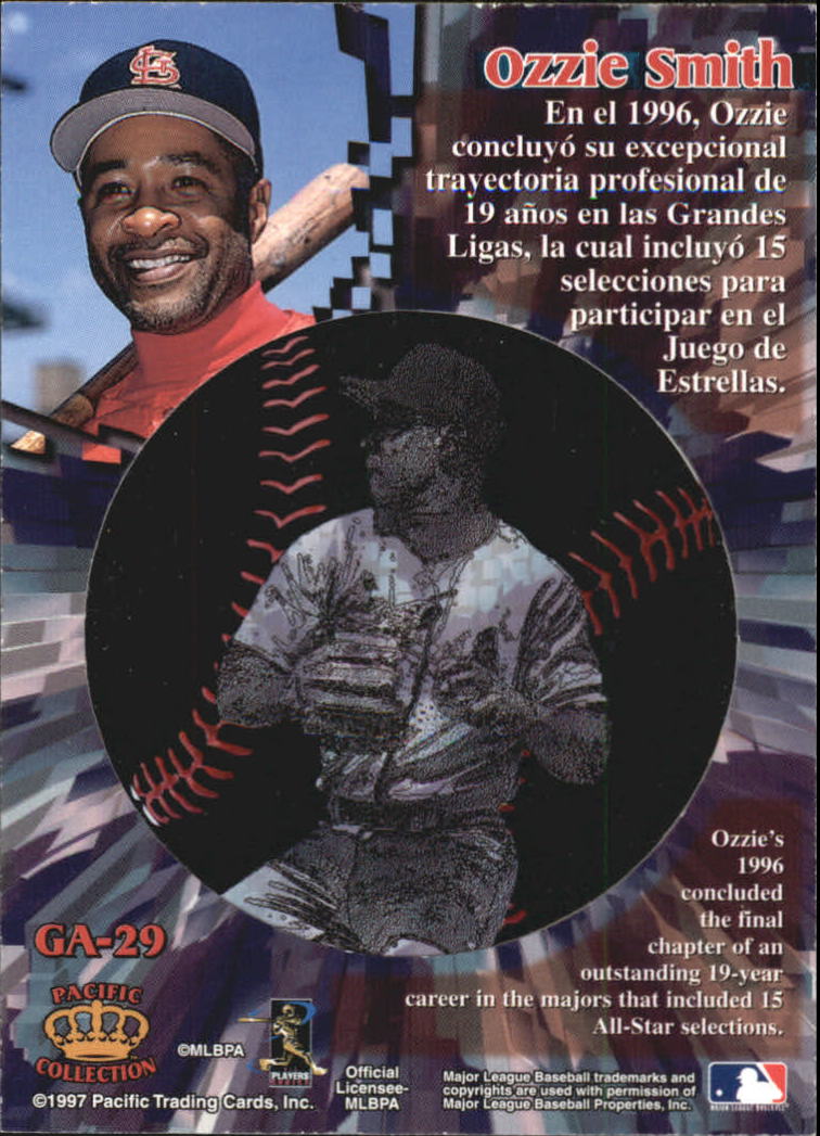 1997 Pacific Prisms Gate Attractions #GA29 Ozzie Smith back image