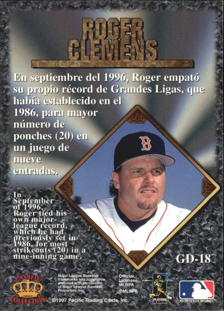 1997 Pacific Prisms Gems of the Diamond #GD18 Roger Clemens back image