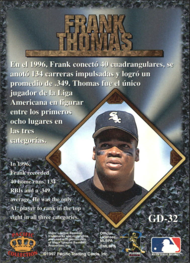 1997 Pacific Prisms Gems of the Diamond #GD32 Frank Thomas back image