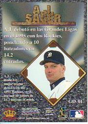 1997 Pacific Prisms Gems of the Diamond #GD44 A.J. Sager back image