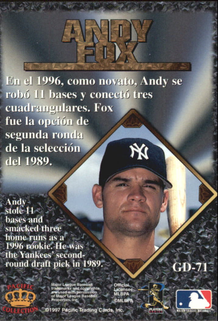 1997 Pacific Prisms Gems of the Diamond #GD71 Andy Fox back image