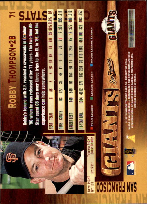 B1775- 1997 Pinnacle Baseball Cards 1-200 +Inserts -You Pick- 15+ FREE US SHIP - Picture 141 of 418