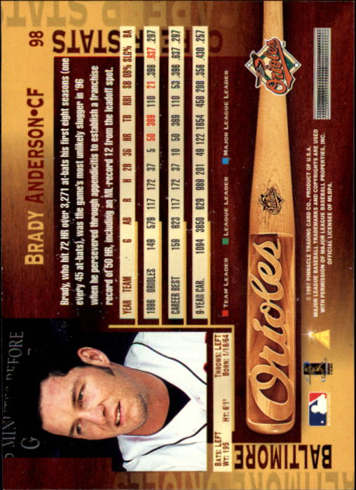 B1775- 1997 Pinnacle Baseball Cards 1-200 +Inserts -You Pick- 15+ FREE US SHIP - Picture 195 of 418