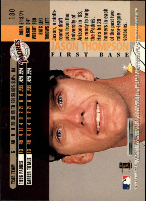 B1775- 1997 Pinnacle Baseball Cards 1-200 +Inserts -You Pick- 15+ FREE US SHIP - Picture 359 of 418