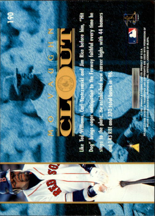 1997 Pinnacle #190 Mo Vaughn CT back image