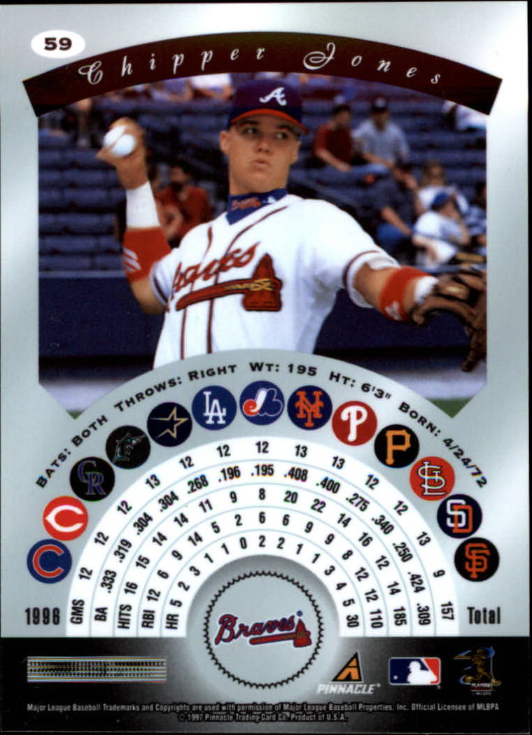 1997 Pinnacle Certified #59 Chipper Jones back image