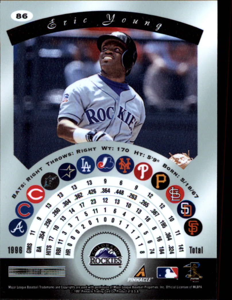 1997 Pinnacle Certified #86 Eric Young back image