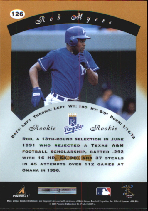 1997 Pinnacle Certified Mirror Gold #126 Rod Myers back image