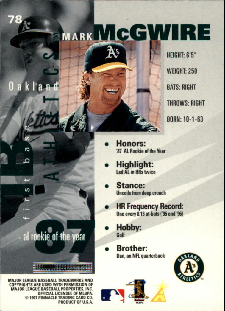 レア　Athletics McGwire 25 ユニフォーム 1997年モデル Mark McGwire Oakland Athletics #25 COOLBASE Baseball Throwback