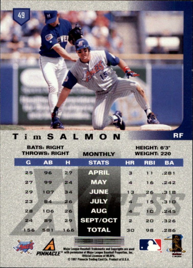 1997 Pinnacle X-Press #49 Tim Salmon back image