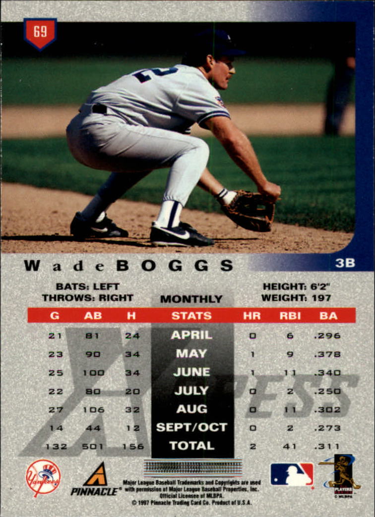 1997 Pinnacle X-Press #69 Wade Boggs back image