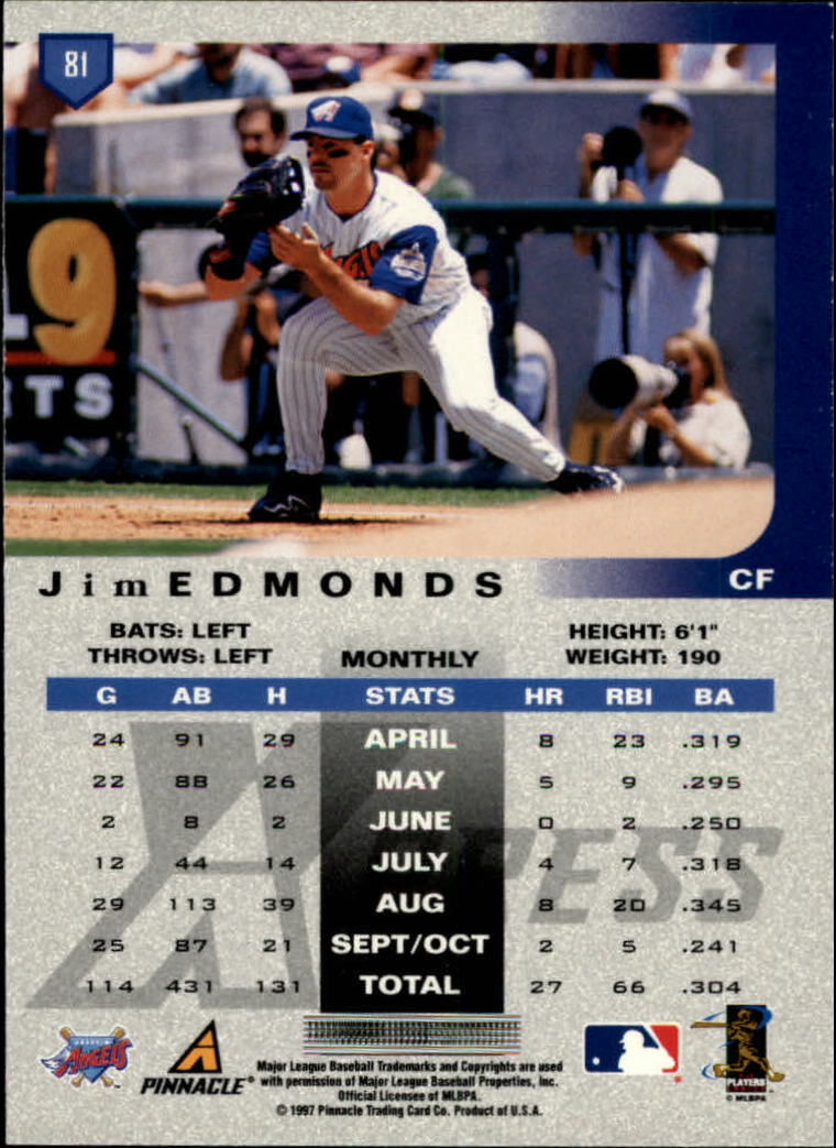 1997 Pinnacle X-Press #81 Jim Edmonds back image