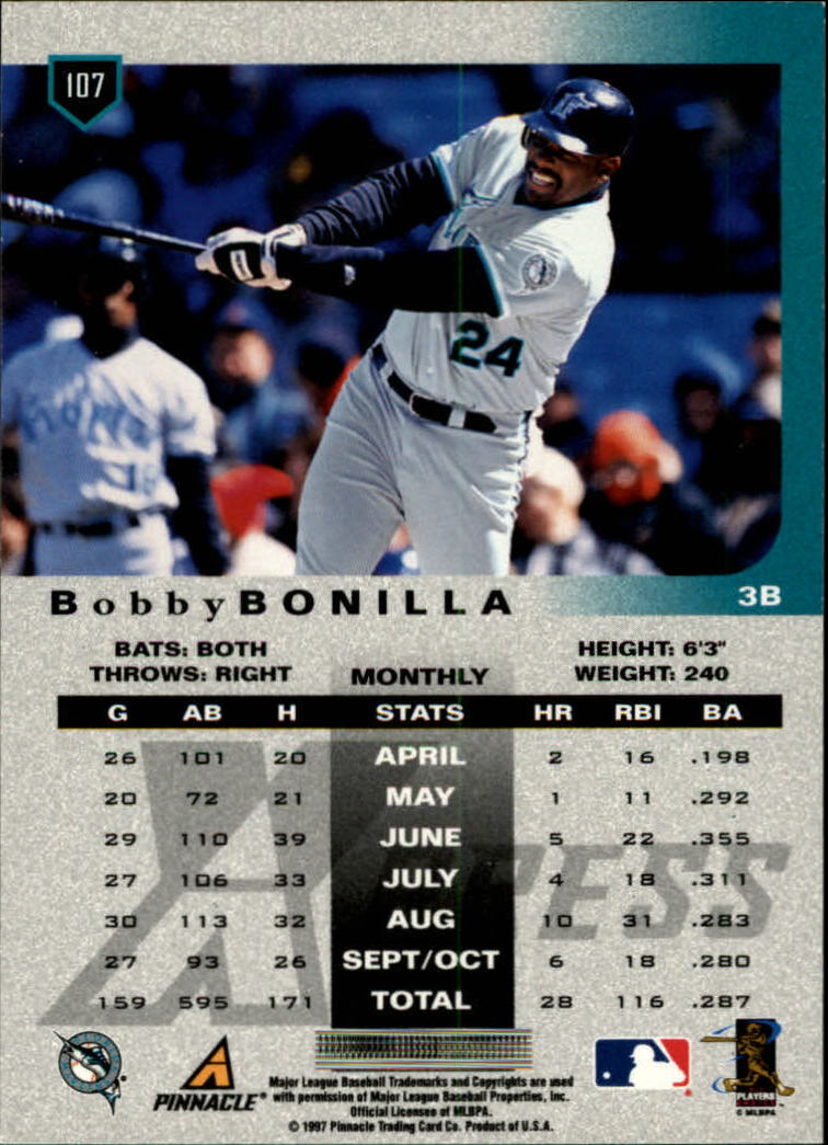 1997 Pinnacle X-Press #107 Bobby Bonilla back image