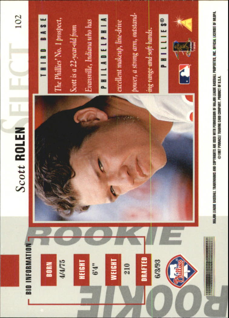 1997 Select Company #102 Scott Rolen R back image