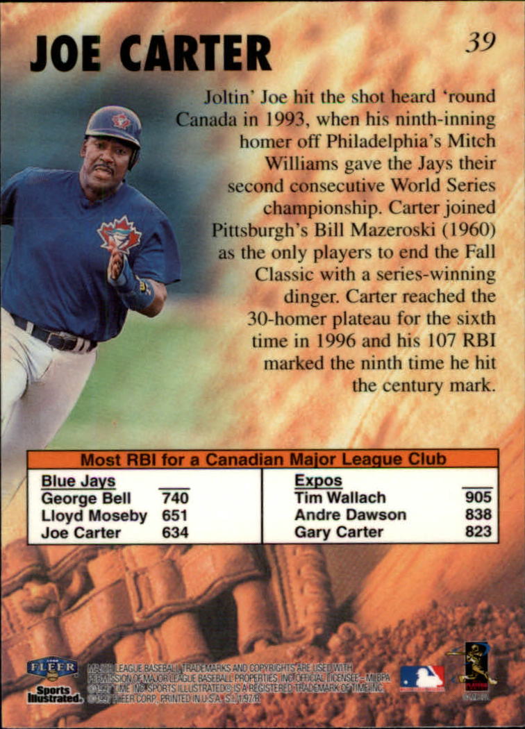 1997 Sports Illustrated #39 Joe Carter IB back image
