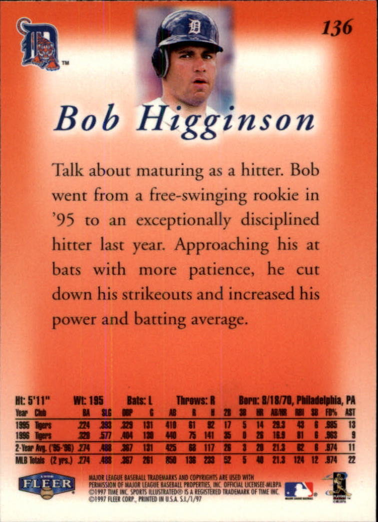 1997 Sports Illustrated #136 Bob Higginson back image