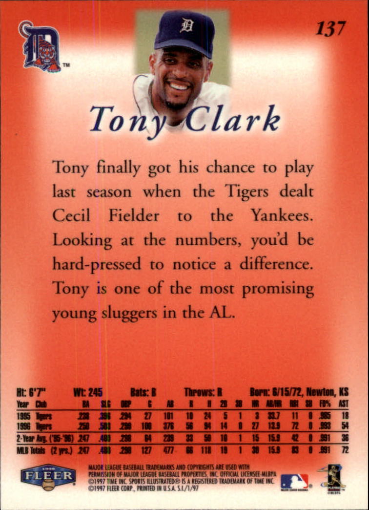 1997 Sports Illustrated #137 Tony Clark back image