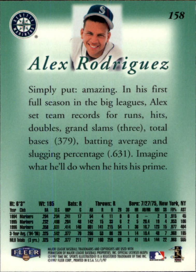 1997 Sports Illustrated #158 Alex Rodriguez back image