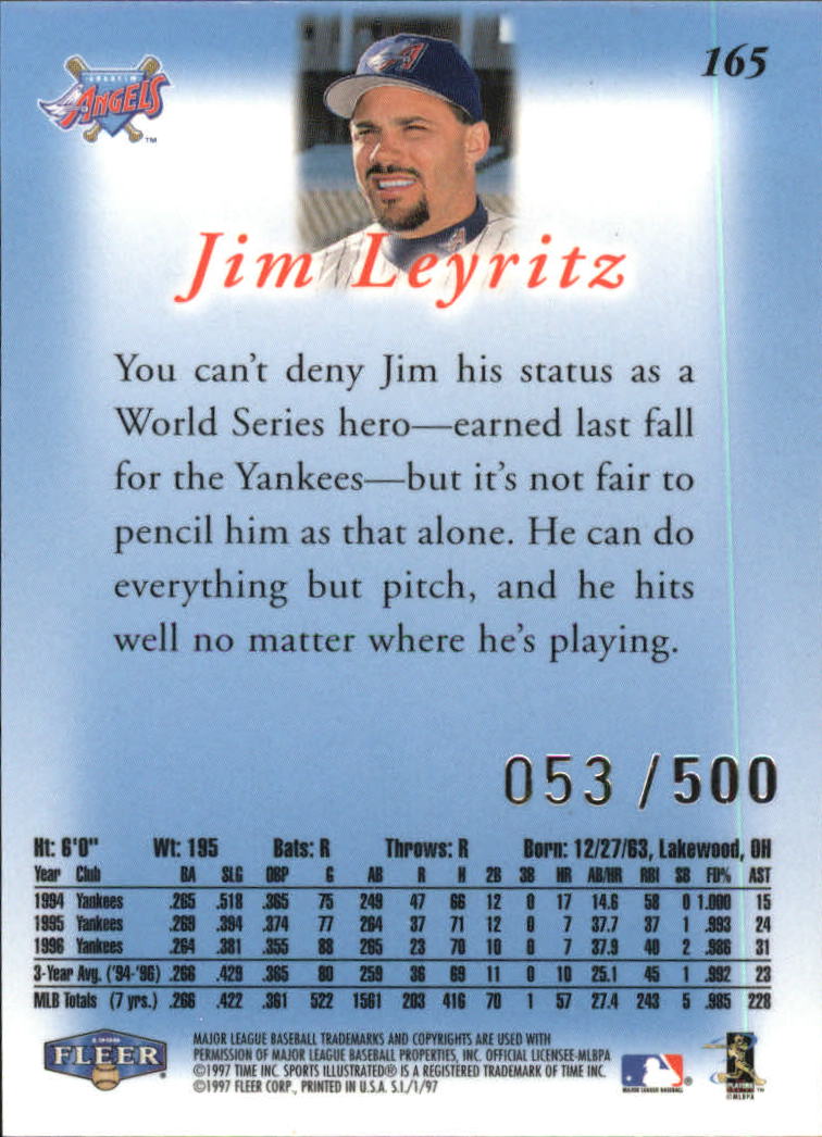 1997 Sports Illustrated Extra Edition #165 Jim Leyritz back image