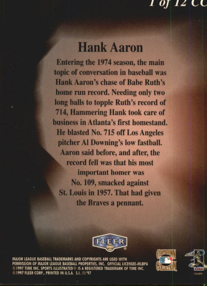 1997 Sports Illustrated Cooperstown Collection #1 Hank Aaron back image
