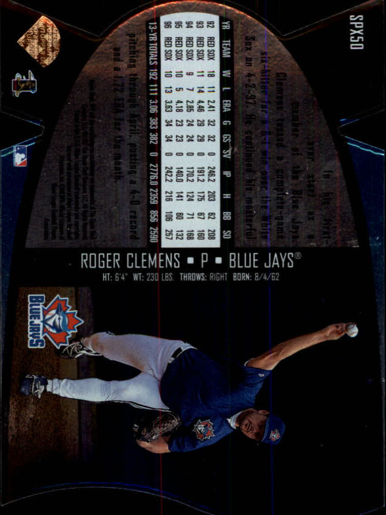1997 SPx #50 Roger Clemens back image