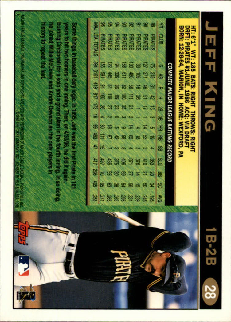1997 Topps #28 Jeff King back image