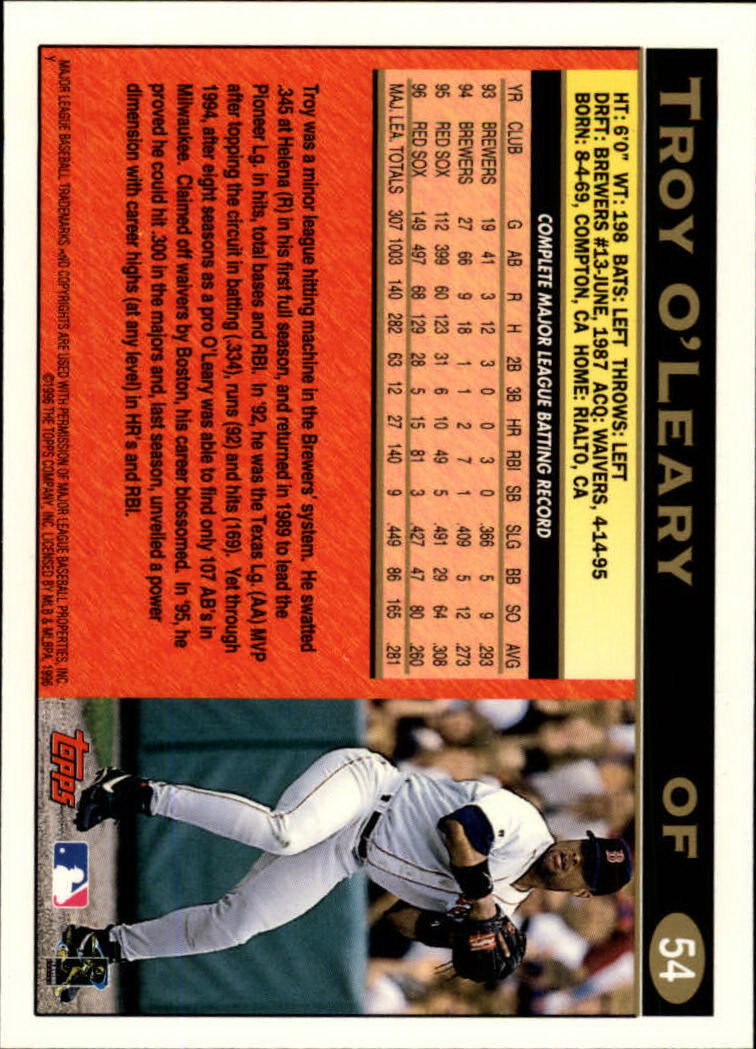 1997 Topps #54 Troy O'Leary back image