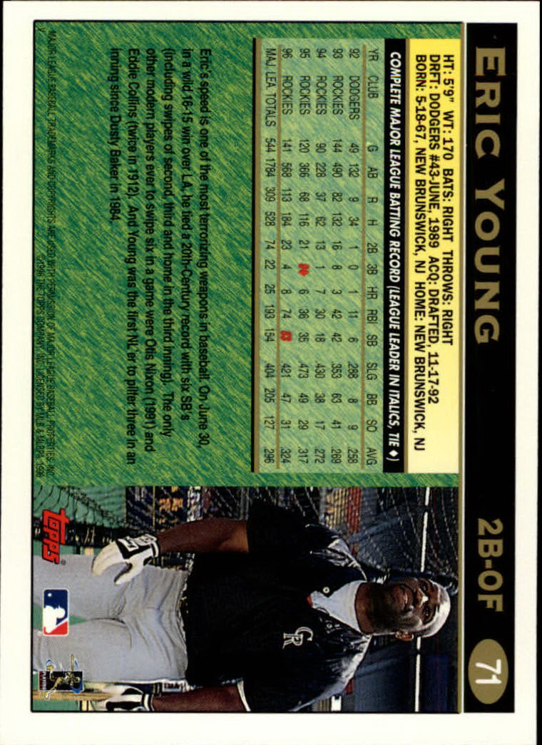 1997 Topps #71 Eric Young back image