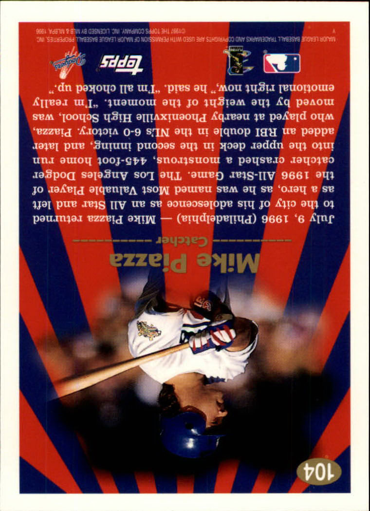 1997 Topps #104 Mike Piazza HL back image