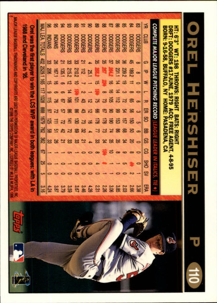1997 Topps 110 Orel Hershiser MINT