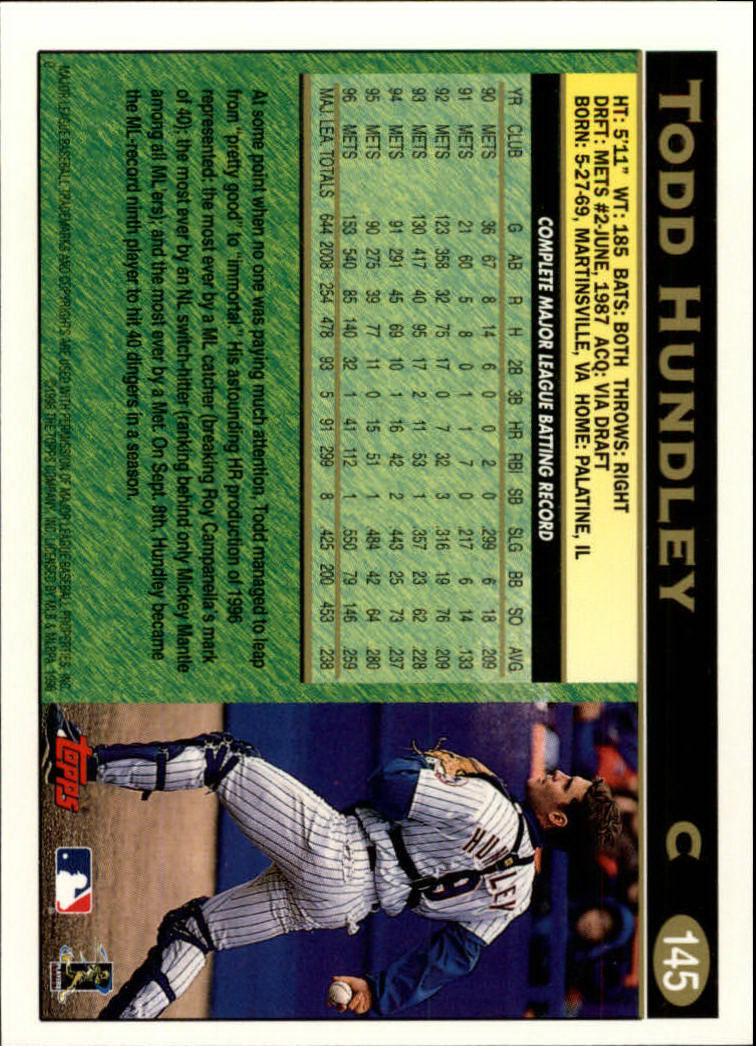1997 Topps #145 Todd Hundley back image