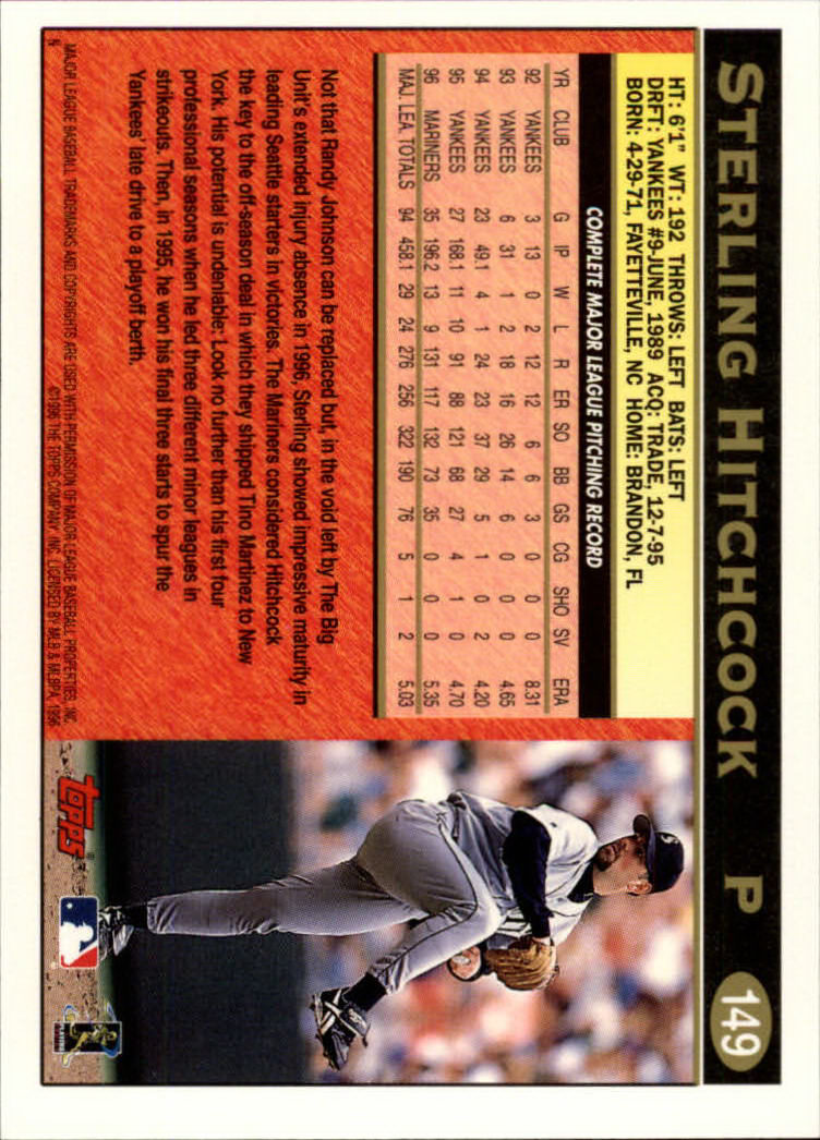 1997 Topps #149 Sterling Hitchcock back image