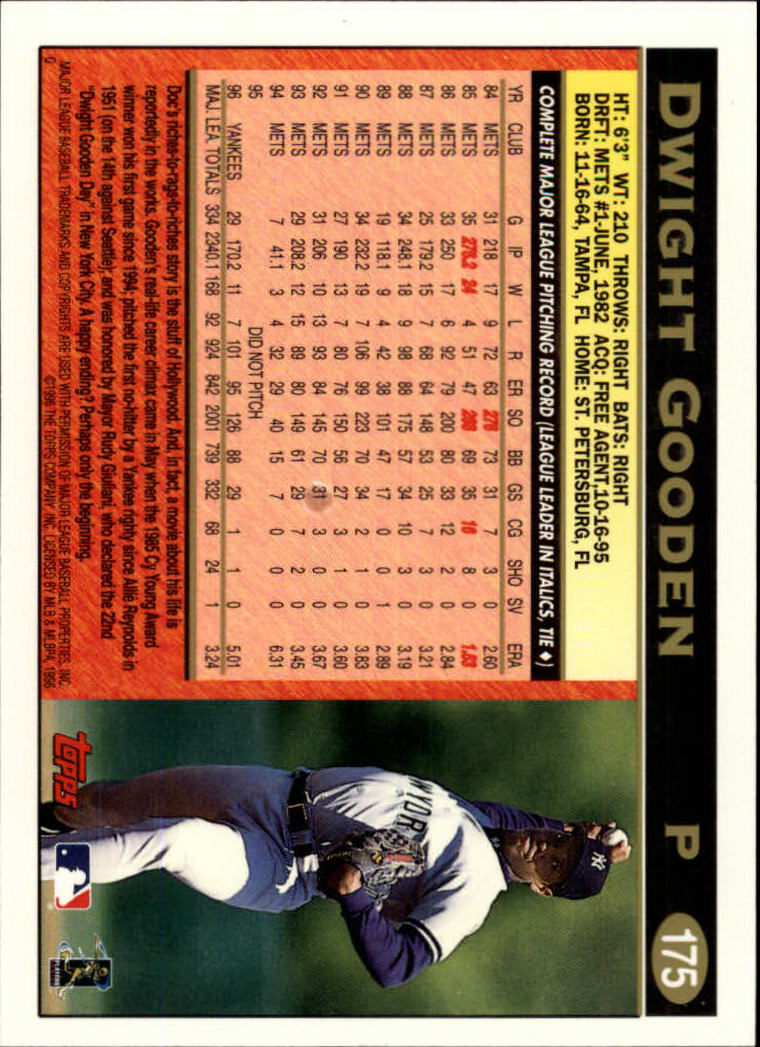 1997 Topps #175 Dwight Gooden back image