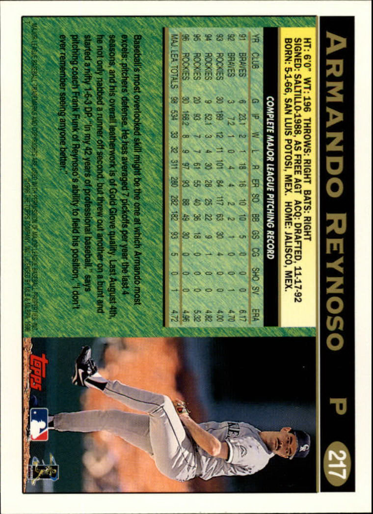 1997 Topps #217 Armando Reynoso back image