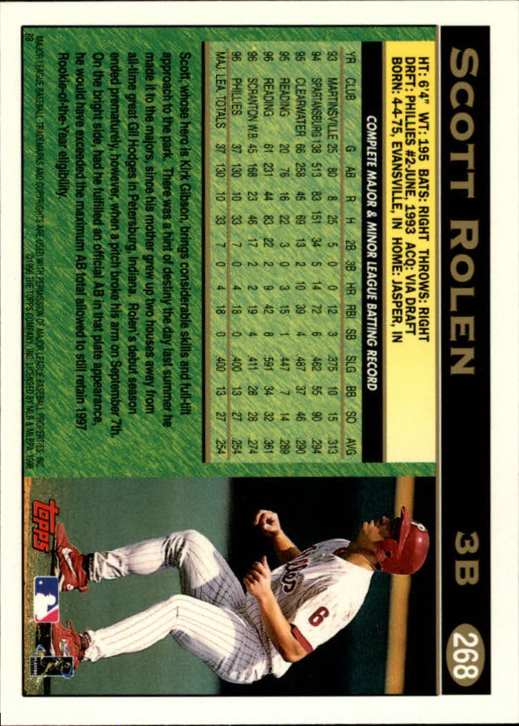 1997 Topps #268 Scott Rolen back image