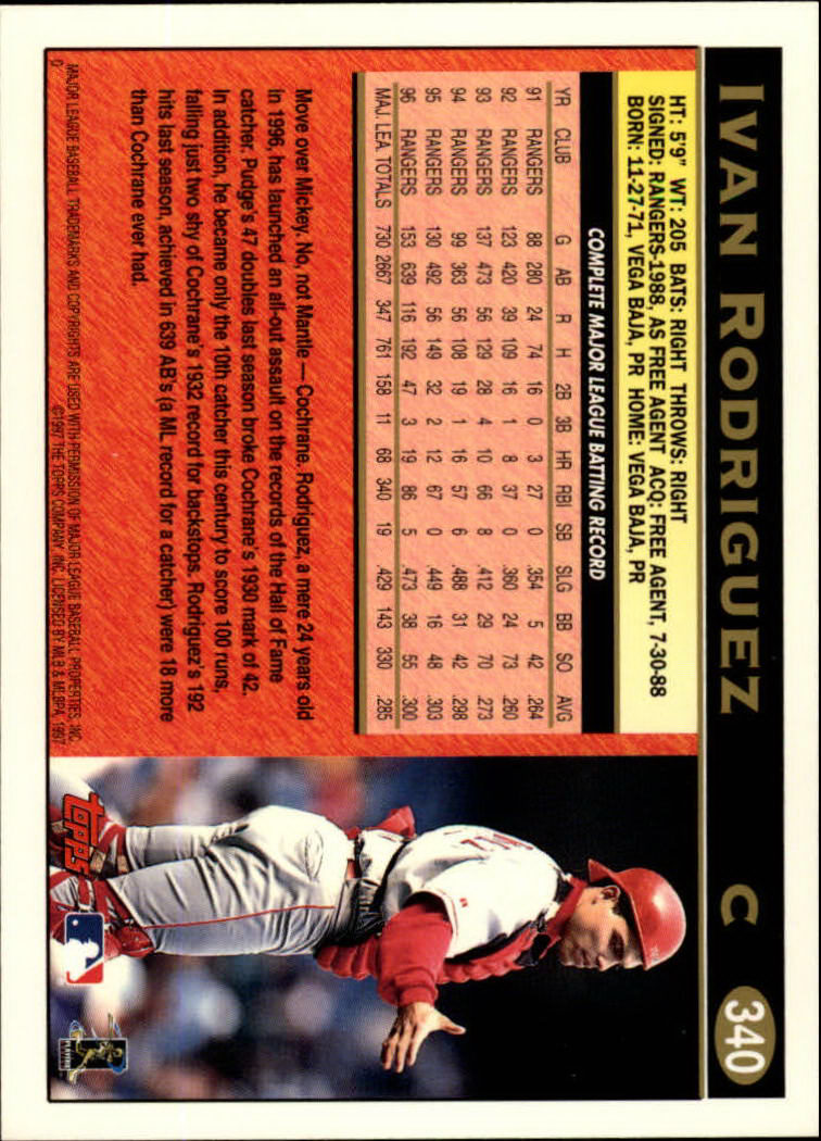 1997 Topps #340 Ivan Rodriguez back image