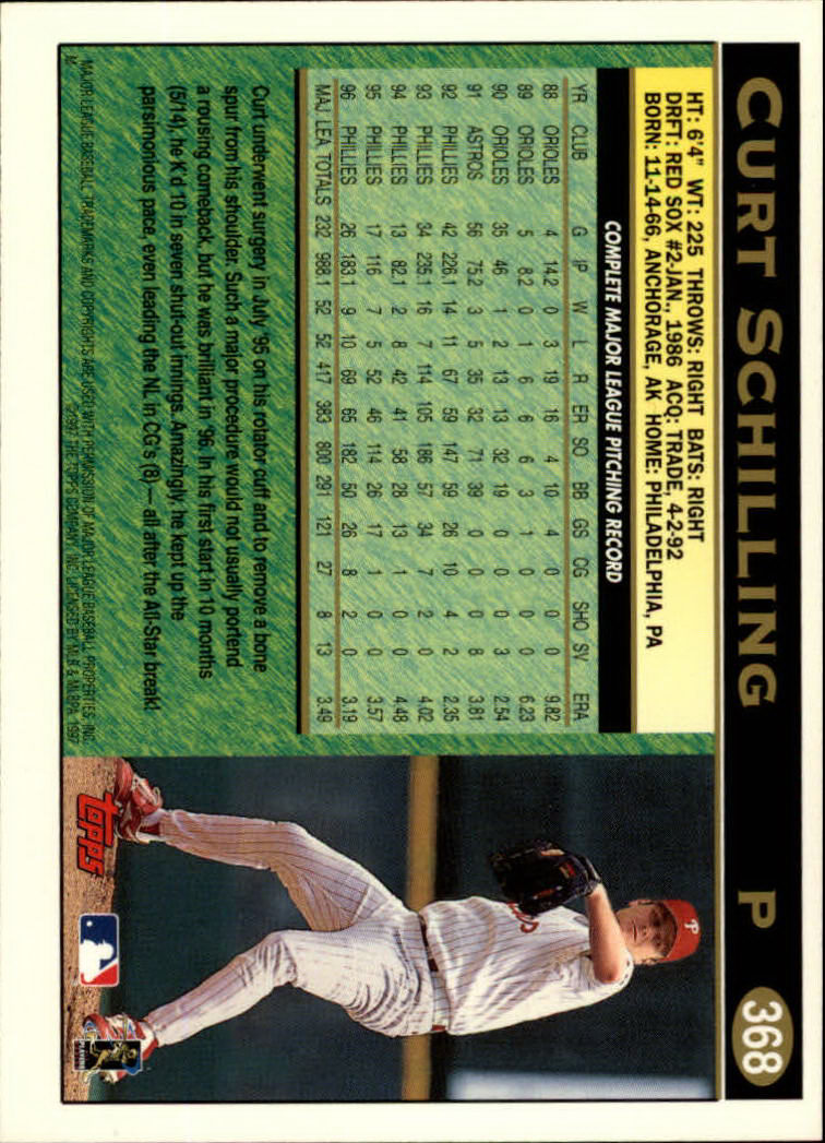 1997 Topps #368 Curt Schilling back image