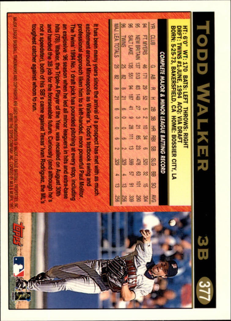 A1054- 1997 Topps Baseball Cards 251-496 +Inserts -You Pick- 15+ FREE US SHIP - Picture 245 of 475