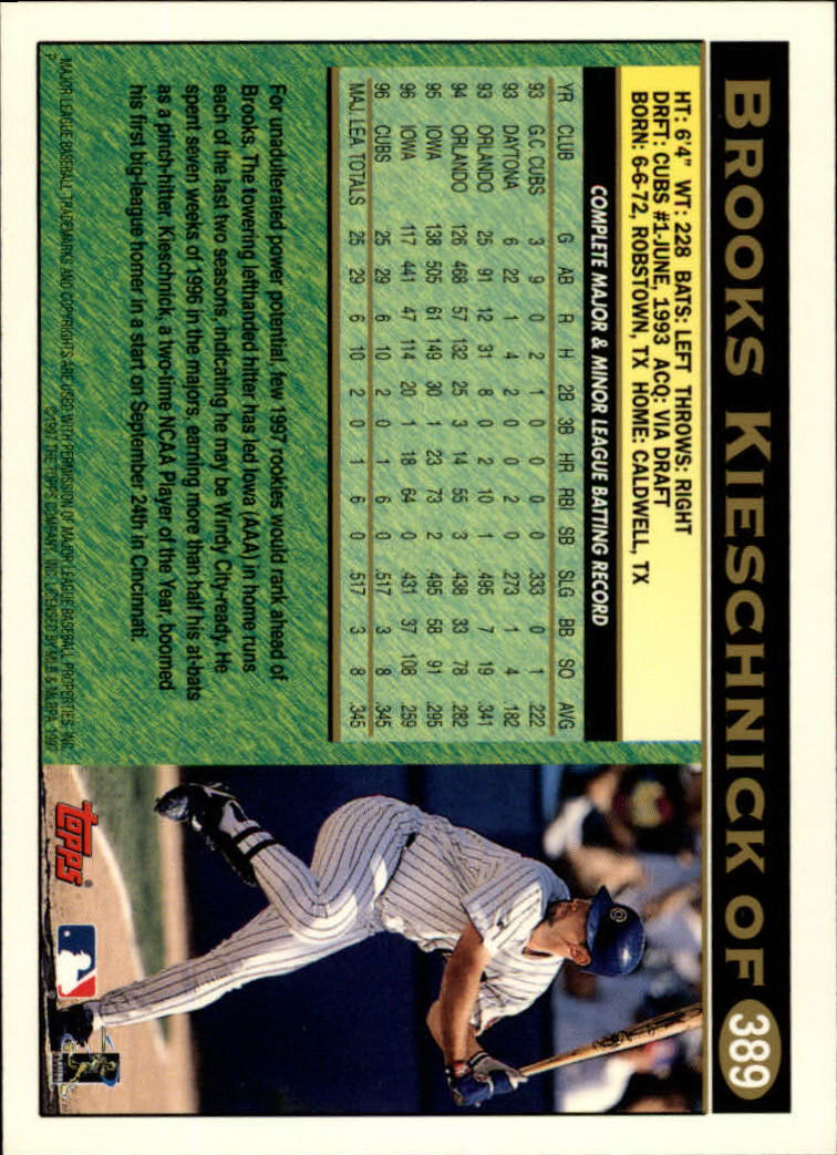 1997 Topps #389 Brooks Kieschnick back image