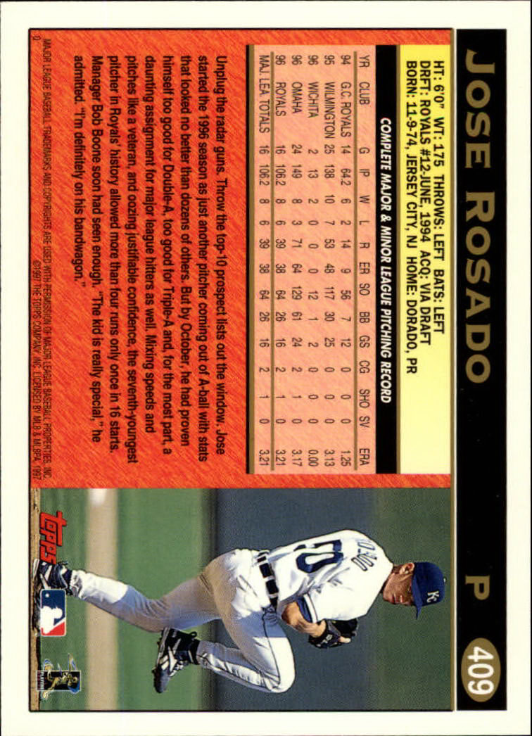 1997 Topps #409 Jose Rosado back image