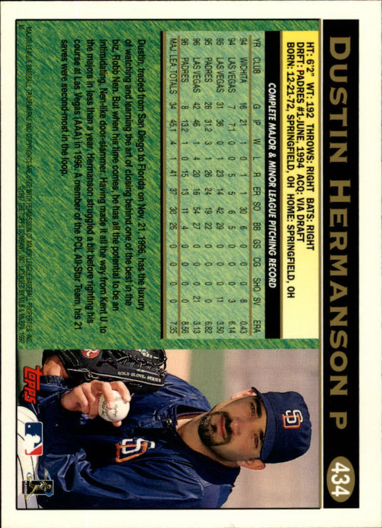 A1054- 1997 Topps Baseball Cards 251-496 +Inserts -You Pick- 15+ FREE US SHIP - Picture 355 of 475