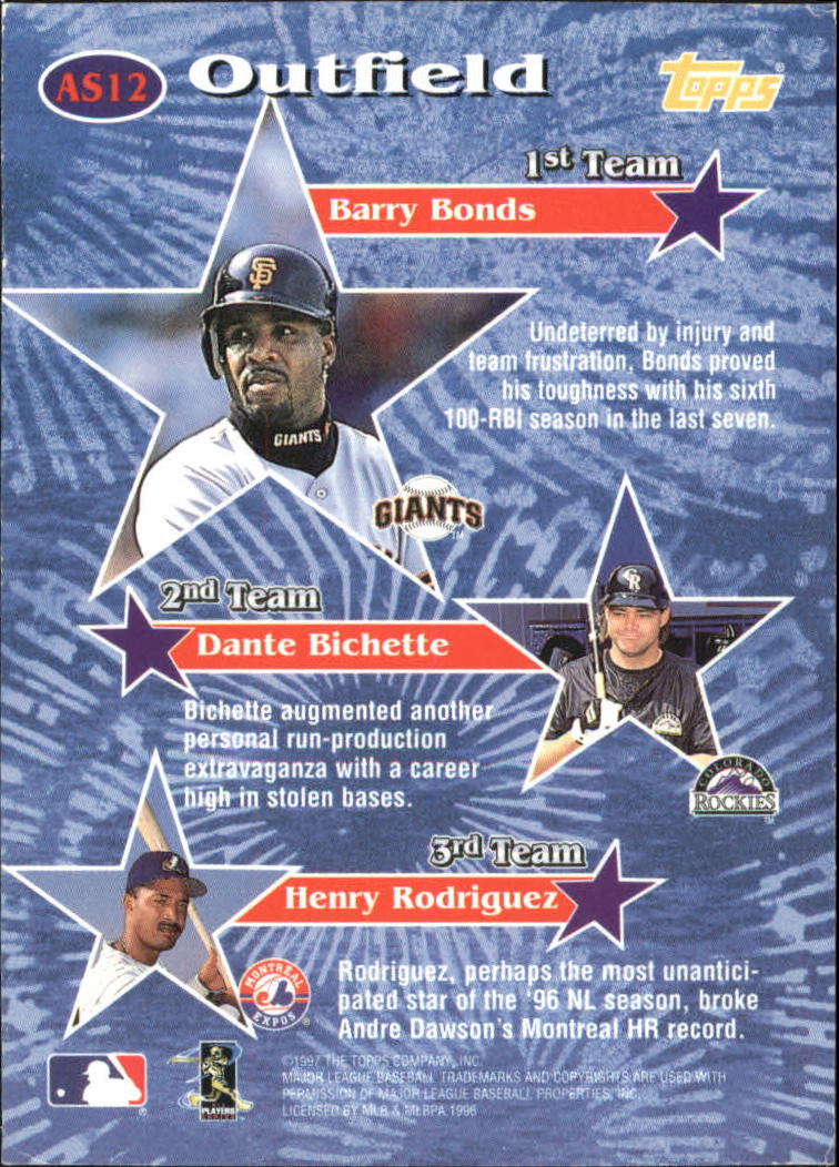1997 Topps All-Stars #AS12 Barry Bonds back image