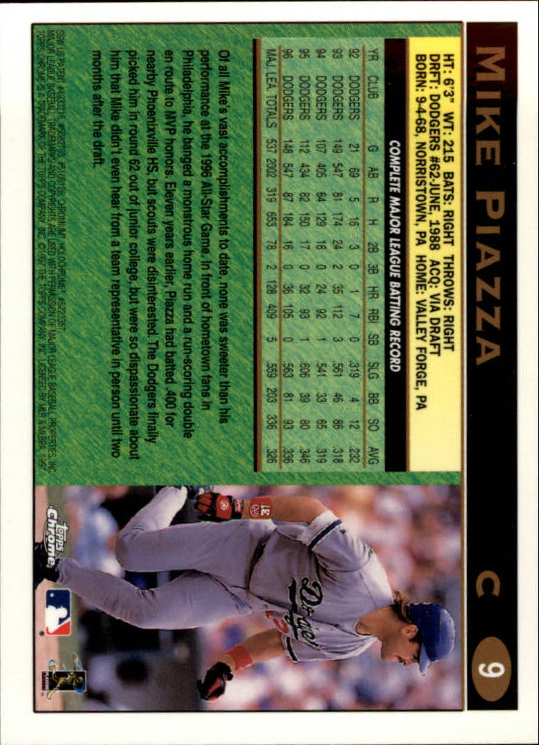 1997 Topps Chrome #9 Mike Piazza back image