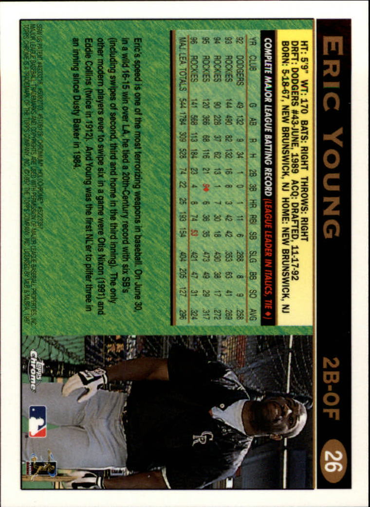 1997 Topps Chrome #26 Eric Young back image