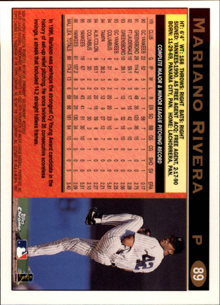 1997 Topps Chrome #89 Mariano Rivera back image