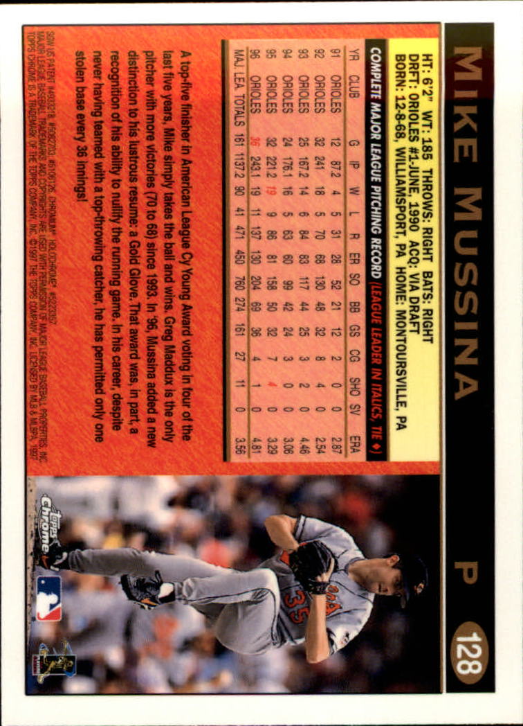 1997 Topps Chrome #128 Mike Mussina back image