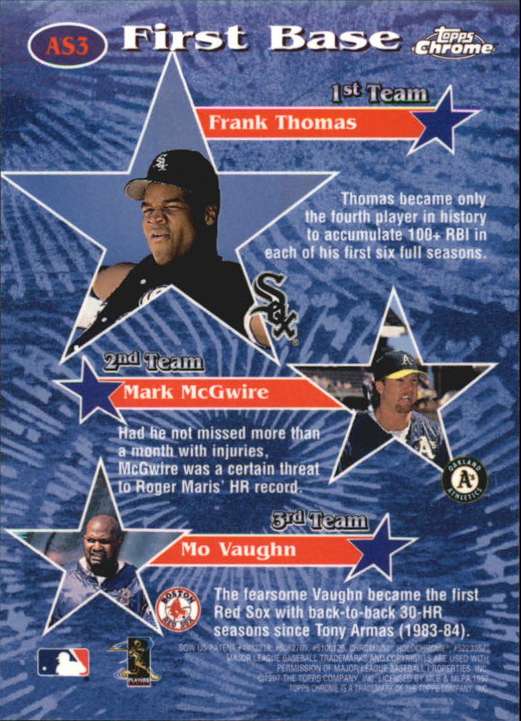 1997 Topps Chrome All-Stars #AS3 Frank Thomas back image