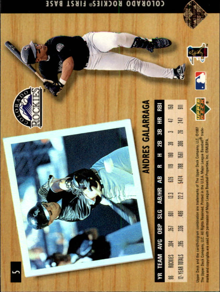 1997 UD3 #5 Andres Galarraga back image